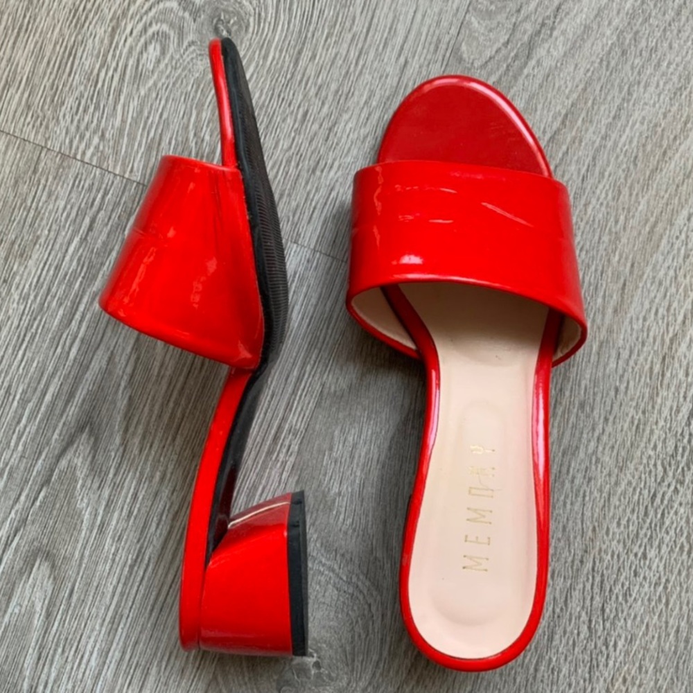Beautiful Bright Red Patent Mules
